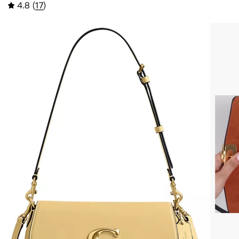 Elegant Yellow Shoulder Bag with Gold 'C' Accent